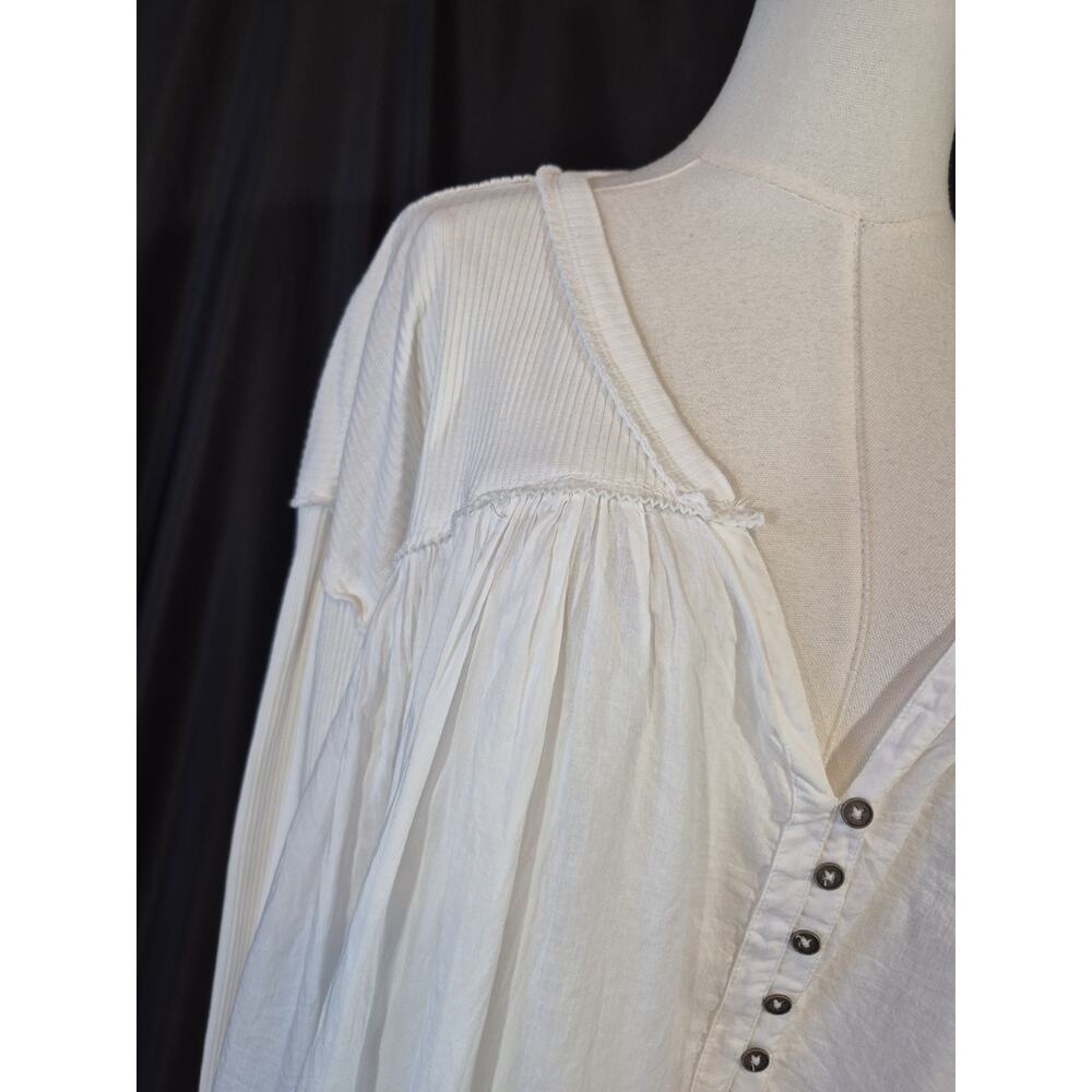 We The Free Free People Flowy Lyrical Slouchy Tunic Top Ivory Small - Picture 7 of 14